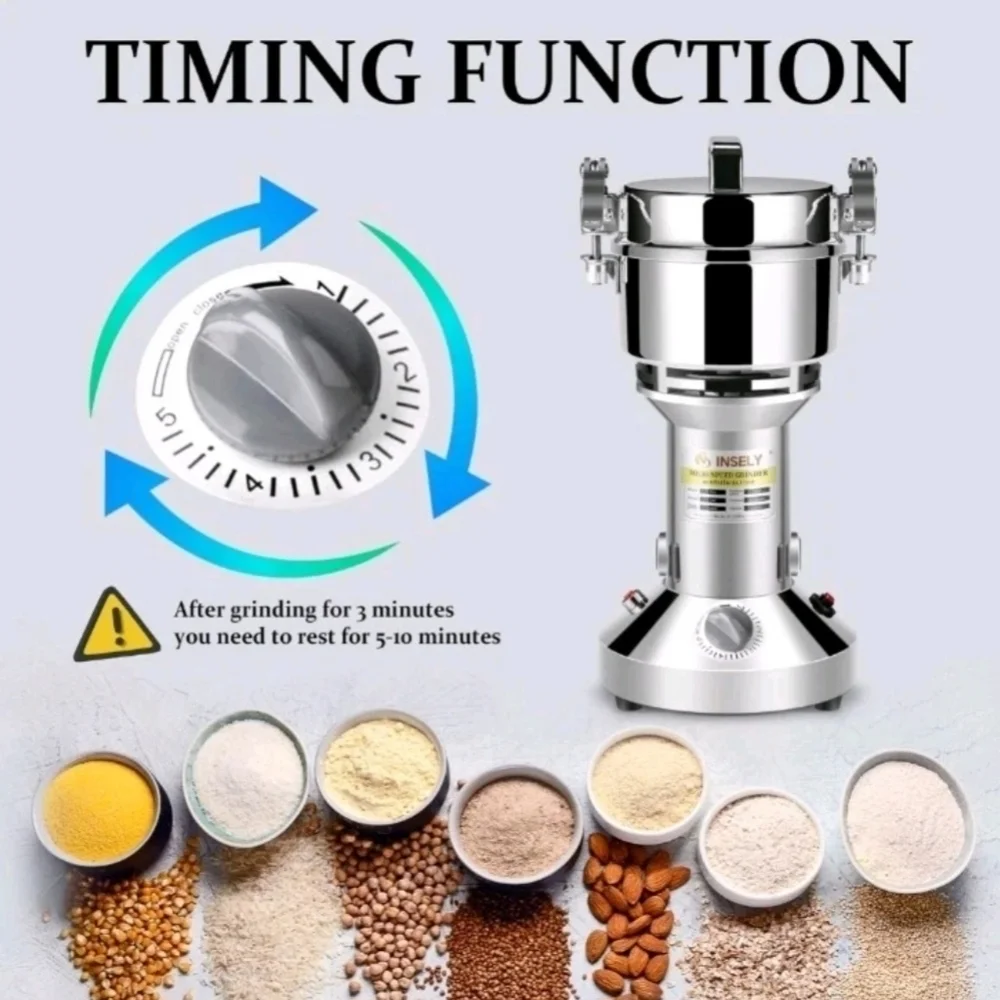 INSELY Grain Mill Grinder 300g High Speed Food Grain Mill Wheat Grinder Coffee